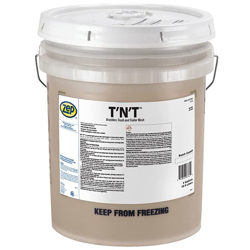 Zep T'N'T Brushless Truck and Trailer Wash – Removes Exhaust Deposits. Road Film. and Bug Residues – 5 Gallon