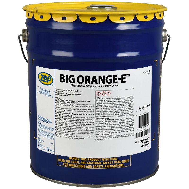 Zep Big Orange-E Citrus Industrial Degreaser & Graffiti Remover – Cleans and Deodorizes – 5 Gallon