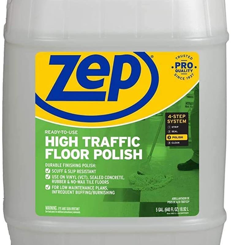 Zep High Traffic Floor Polish – Scuff Resistant Floor Shine – 5 Gallon