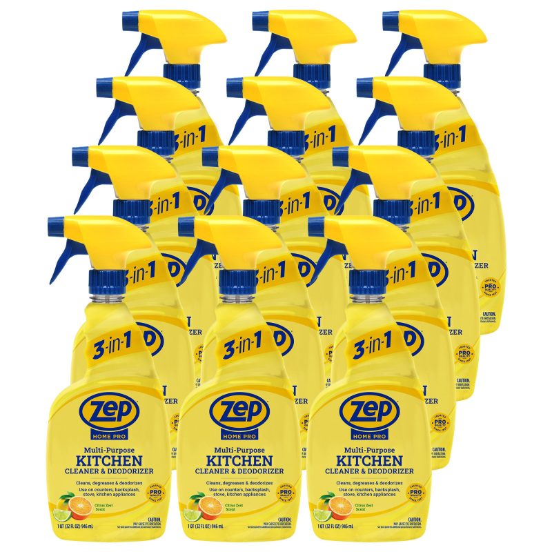 Zep Home Pro Kitchen Cleaner & Deodorizer - 32 oz - Powerful cleaning formula cuts through tough grease. grime. food spills. and odors on kitchen surfaces with a fresh citrus scent
