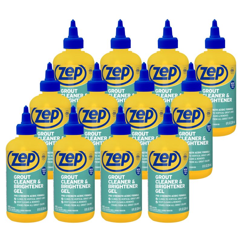 Zep Grout Cleaner & Brightener - lifts stubborn stains without heavy scrubbing- 8oz