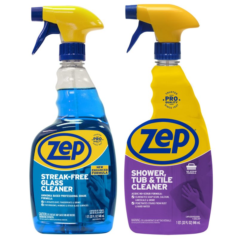 Zep Shower. Tub & Tile Cleaner 32 oz and Zep Streak-Free Glass Cleaner 32 oz